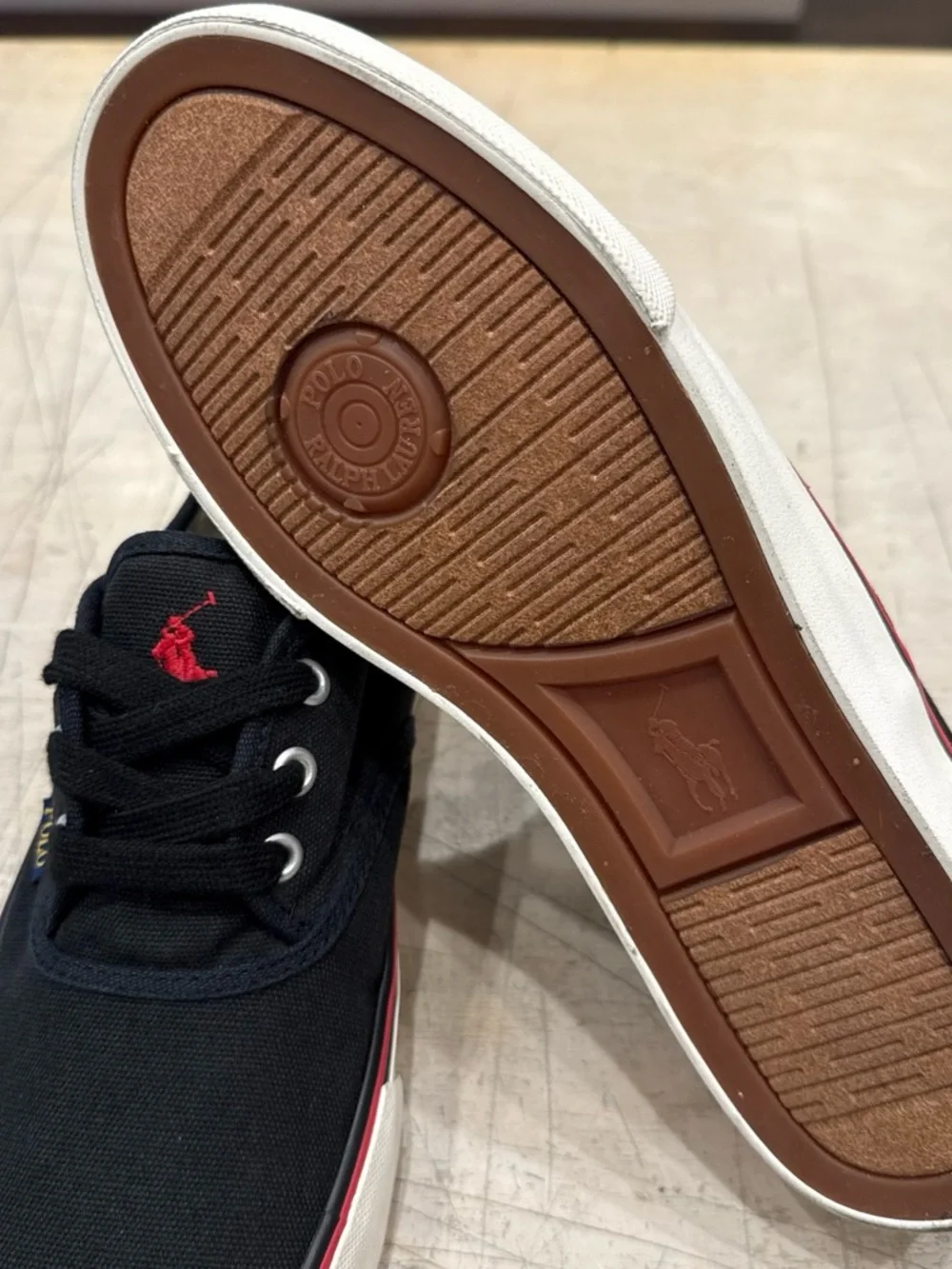 Polo Ralph Lauren Morray Color Black Canvas Sneaker Size 7